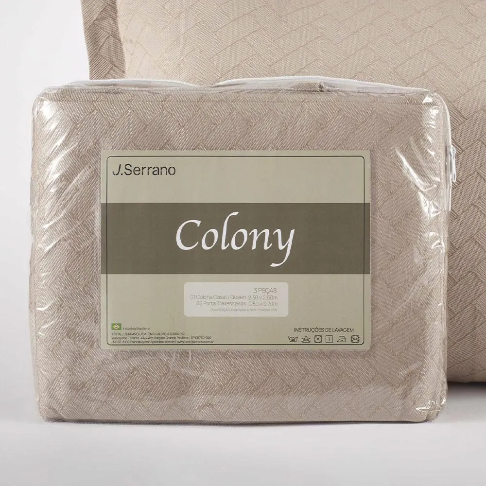 Kit Colcha Queen Colony Bricks 3 Peças Creme Cotton 230x260cm Ref.B62893703010 Jc Serrano