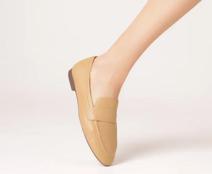 Mocassim Basic Pala Costurada Bege