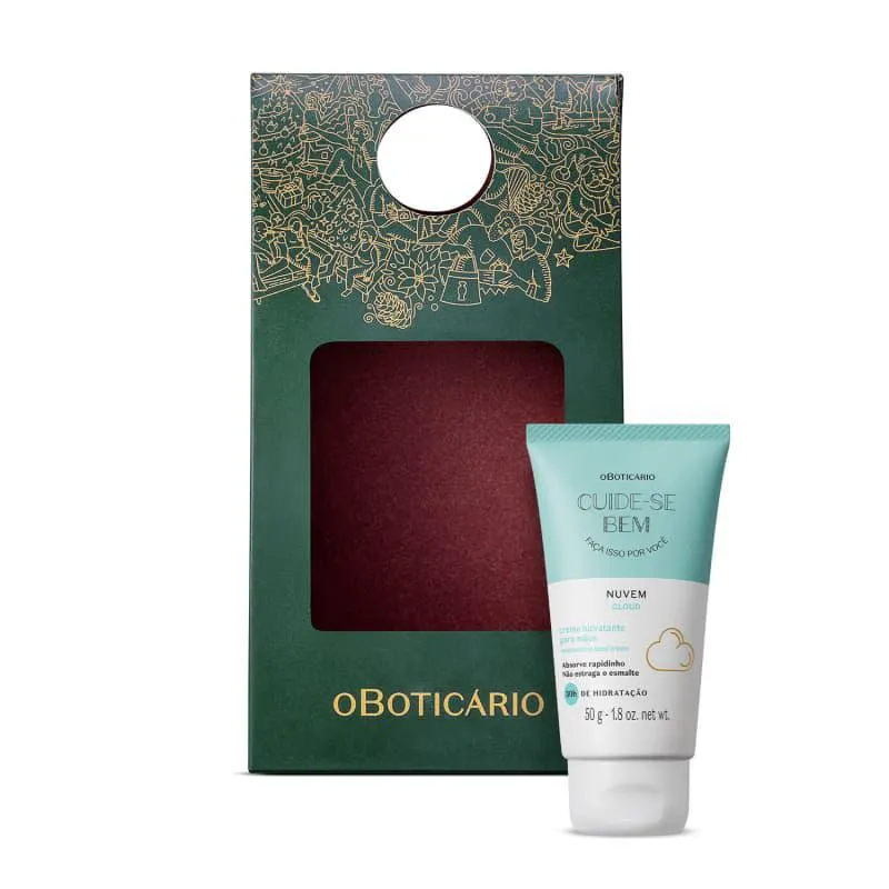 Combo Presente Natal Creme Para Mãos Cuide-se Bem Nuvem 50g + Caixa Presente