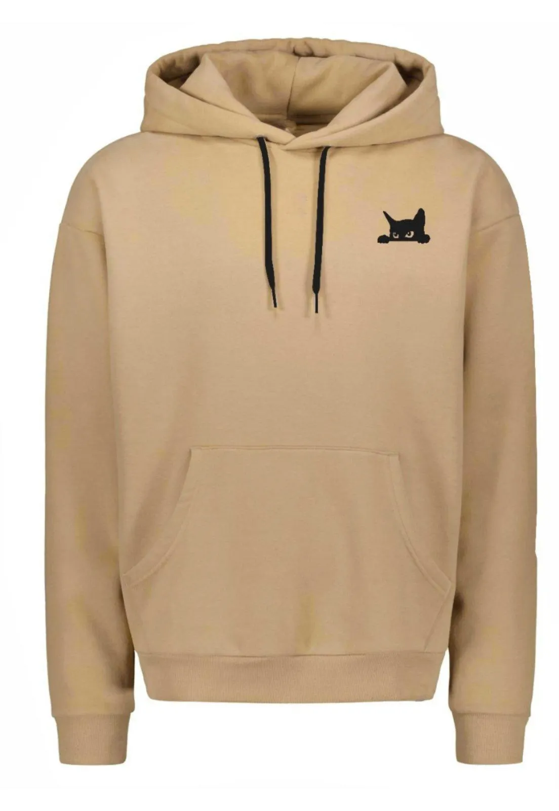 Blusa De Moletom Bege Relaxado Feminina Gato