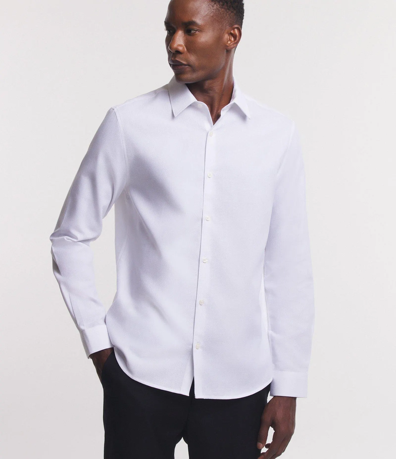 Camisa Regular em Algodão com Textura Maquinetada Branco