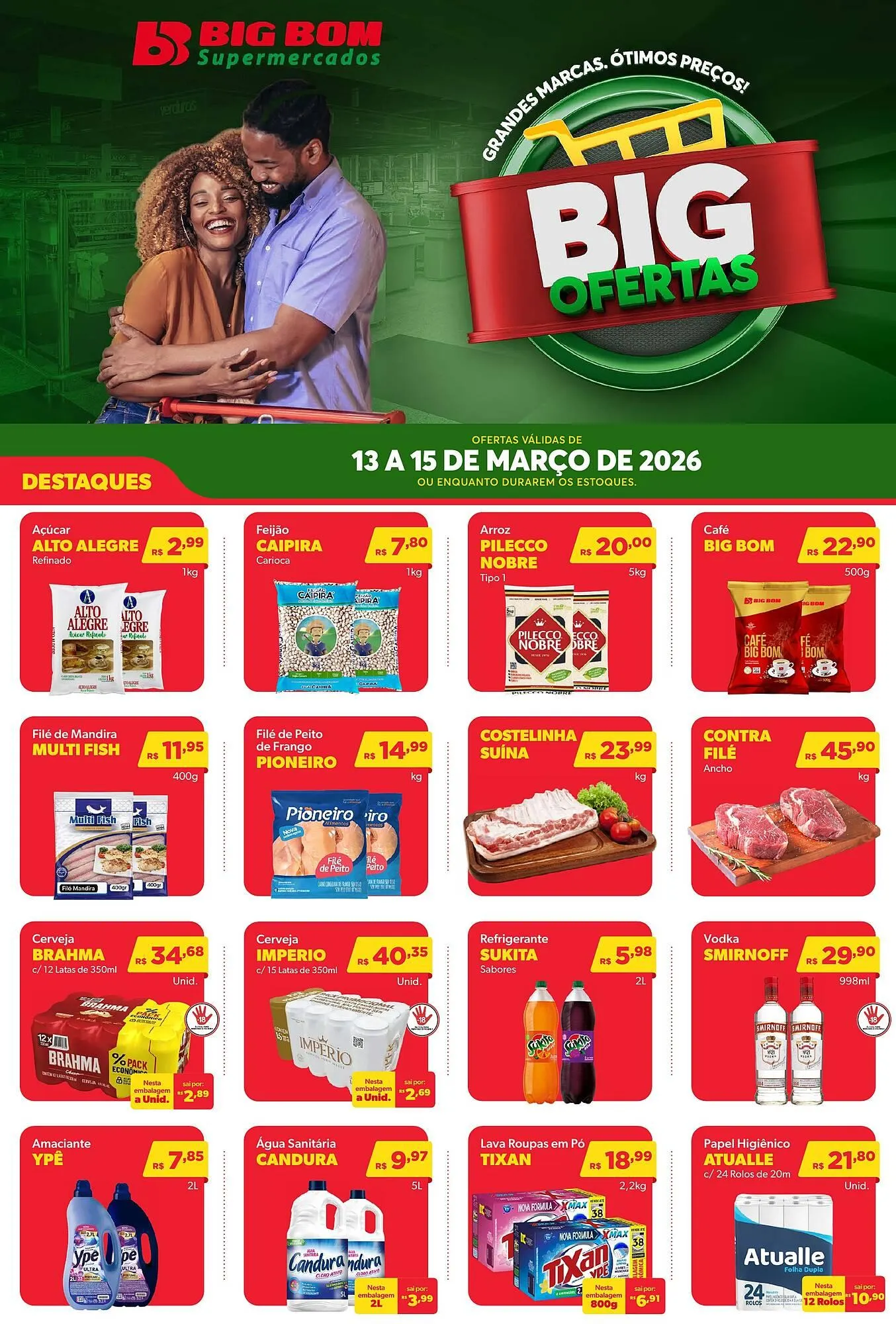 Encarte de Catálogo Big Bom Supermercados 13 de março até 15 de março 2026 - Pagina 1