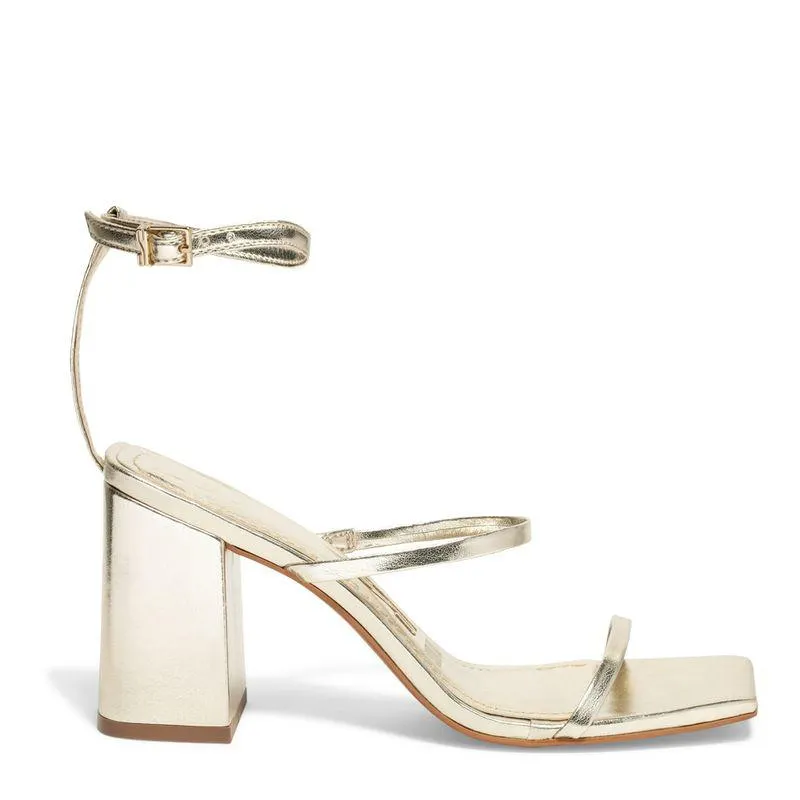 Sandalia Couro Metalizado Ouro Claro