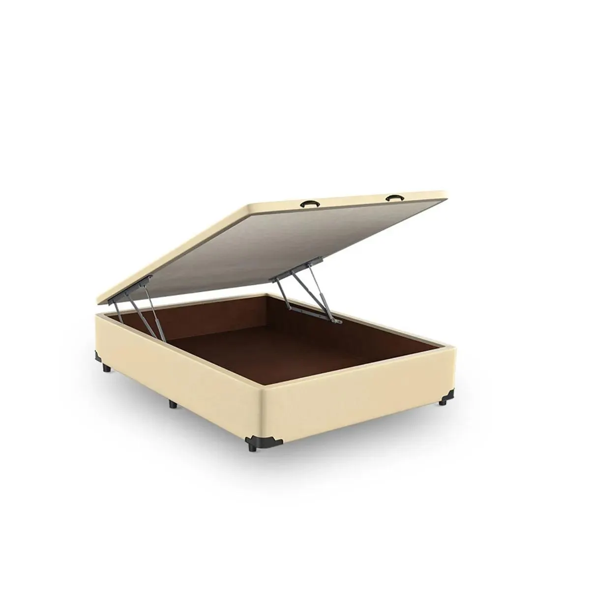 BASE CAMA BOX COM BAÚ ABERTURA FRONTAL KORANO BEGE
