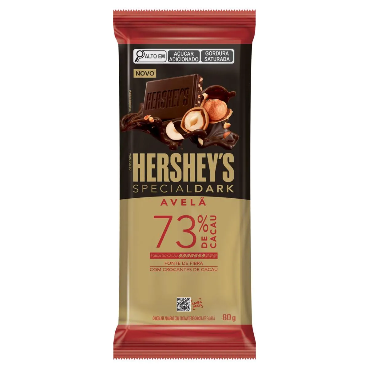 Chocolate em Barra Hersheys Special Dark Amargo 73% Cacau Avelã 80g
