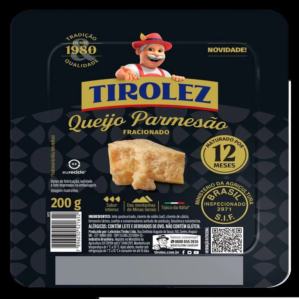 Queijo Parmesão Maturado 12 Meses Tirolez fracionado 200g