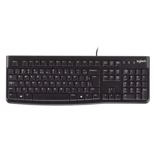 Teclado com fio USB Logitech K120, Resistente à Respingos, Barra de Espaço Curva, Compatível com PC e Notebook, Layout ABNT2 CX 1 UN