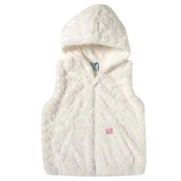 Colete com capuz estampa lisa pelúcia toddler tip top