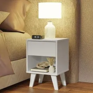 Mesa de Cabeceira Branca com 1 Gaveta 3235 Madesa BRANCO