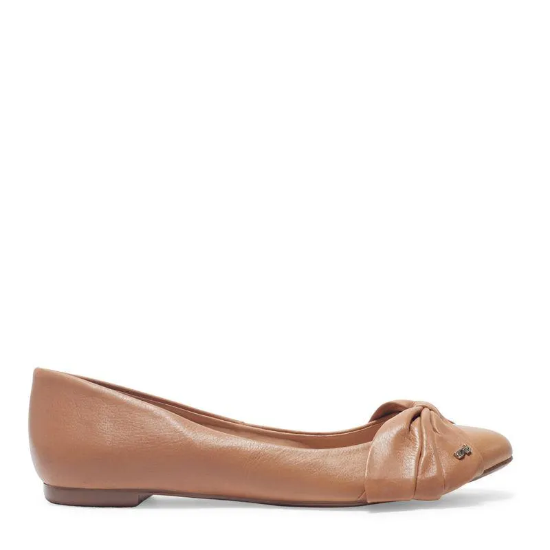 Sapatilha Bege Couro Laço