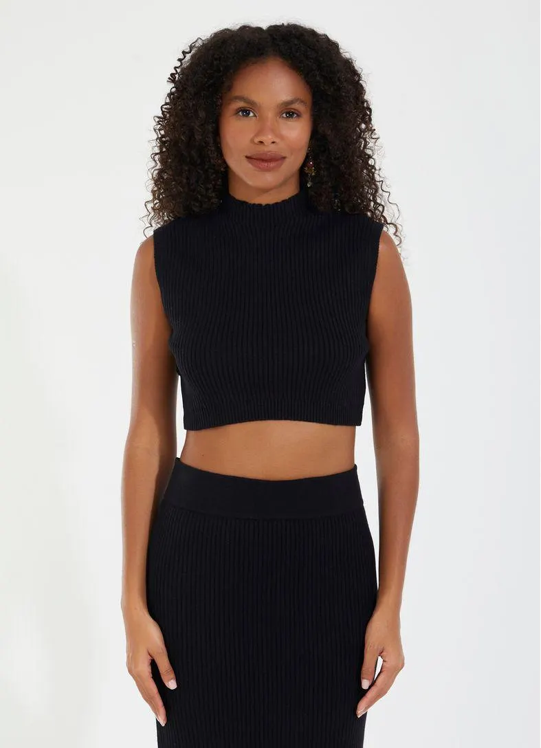 Blusa tricô colab camila coutinho preto