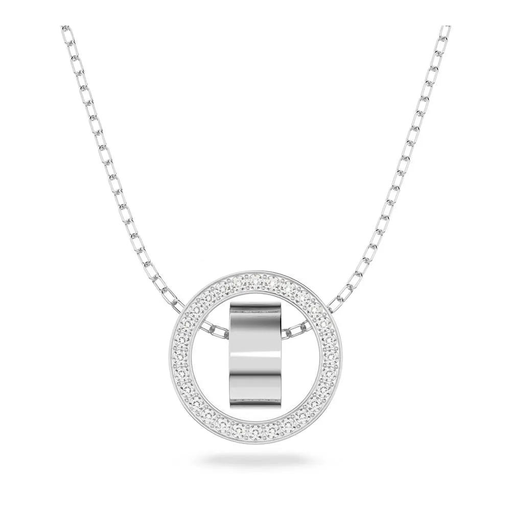 Pendente Hollow, Círculo, Branco, Banhado a ródio