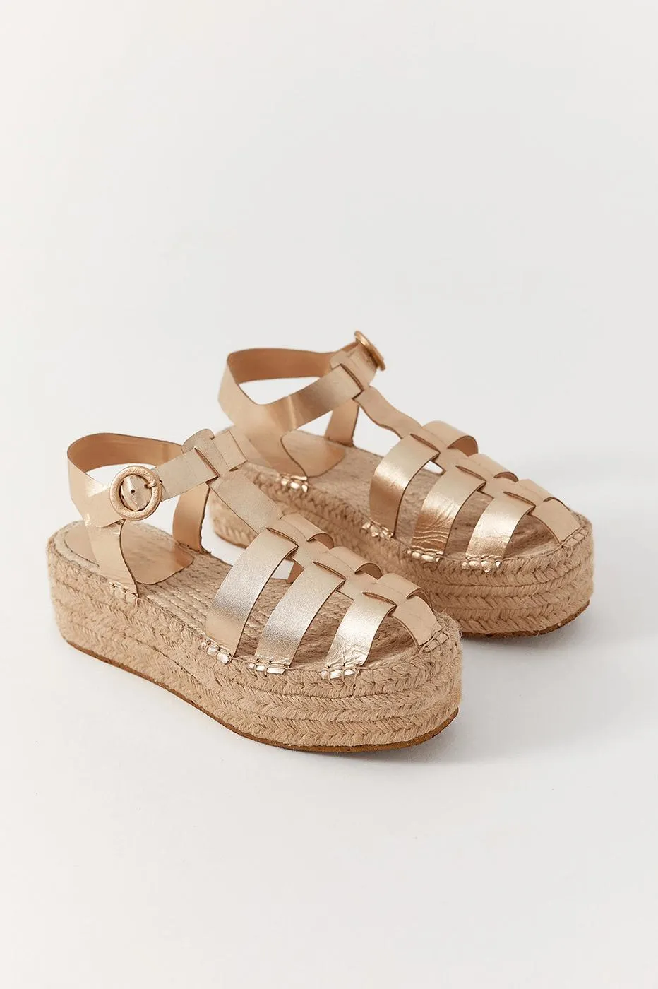 Sandália Fisherman Couro Metalizado