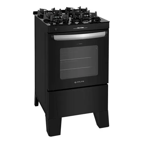 Fogão Atlas Agile Up Glass 4 Bocas Preto - Bivolt