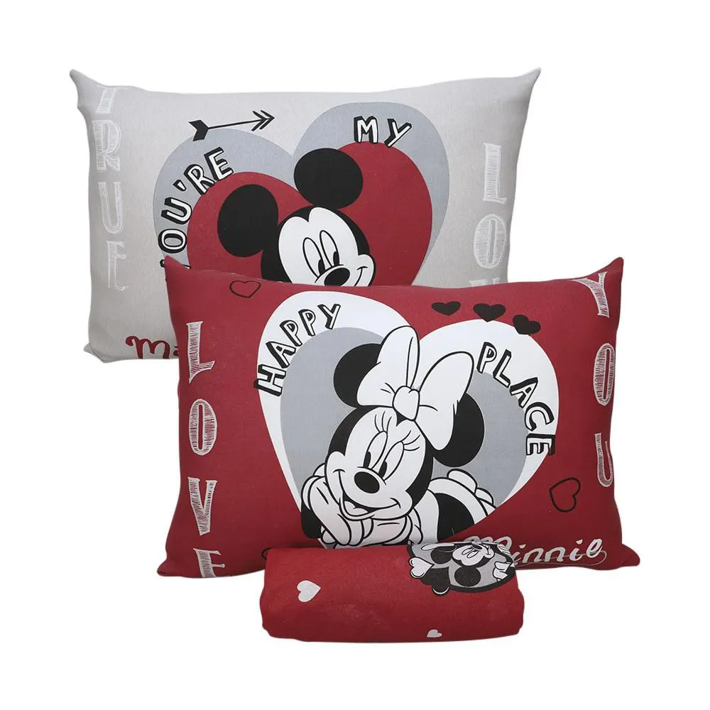 Jogo Cama Casal Disney Mickey Minnie Lovers 30cm 3 Peças 0310151 - Portallar