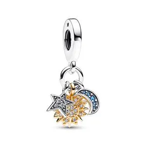 Charm Pendente Triplo Celestial em Dois Tons com Zircônia