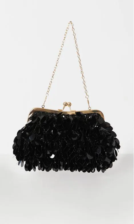 Bolsa Paetê Miçangas - Preto