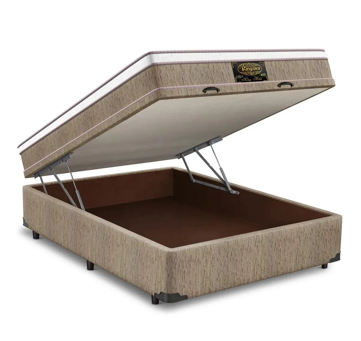 Cama Box Baú + Colchão King Hotel