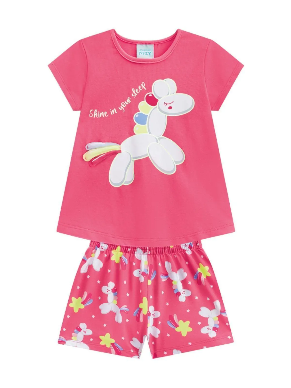 Pijama Infantil Menina Kyly Rosa Brilha no Escuro