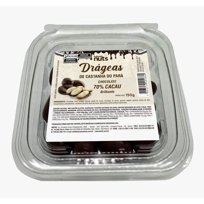 Castanha Do Pará Natural Nuts Chocolate 70% Cacau 130g