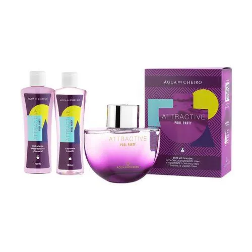 Kit Attracttive Pool Party Feminino (Deo Colônia + Hidratante Corporal + Sabonete Líquido)