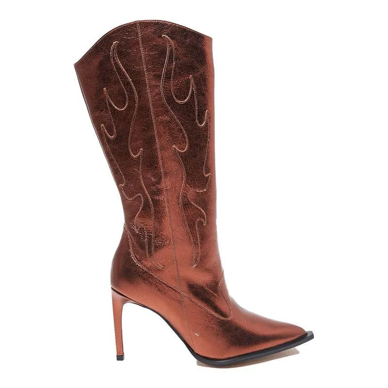 Bota Western Bronze Metalizada Salto Fino