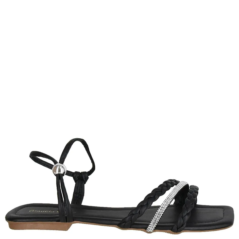 SANDALIA BAIXA TRANCA STRASS DI SANTINNI