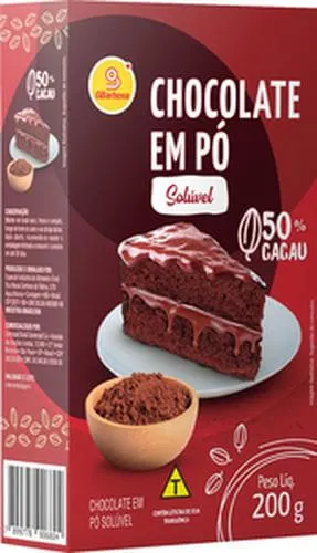 Chocolate em Pó GBarbosa 50% Cacau Caixa 200g