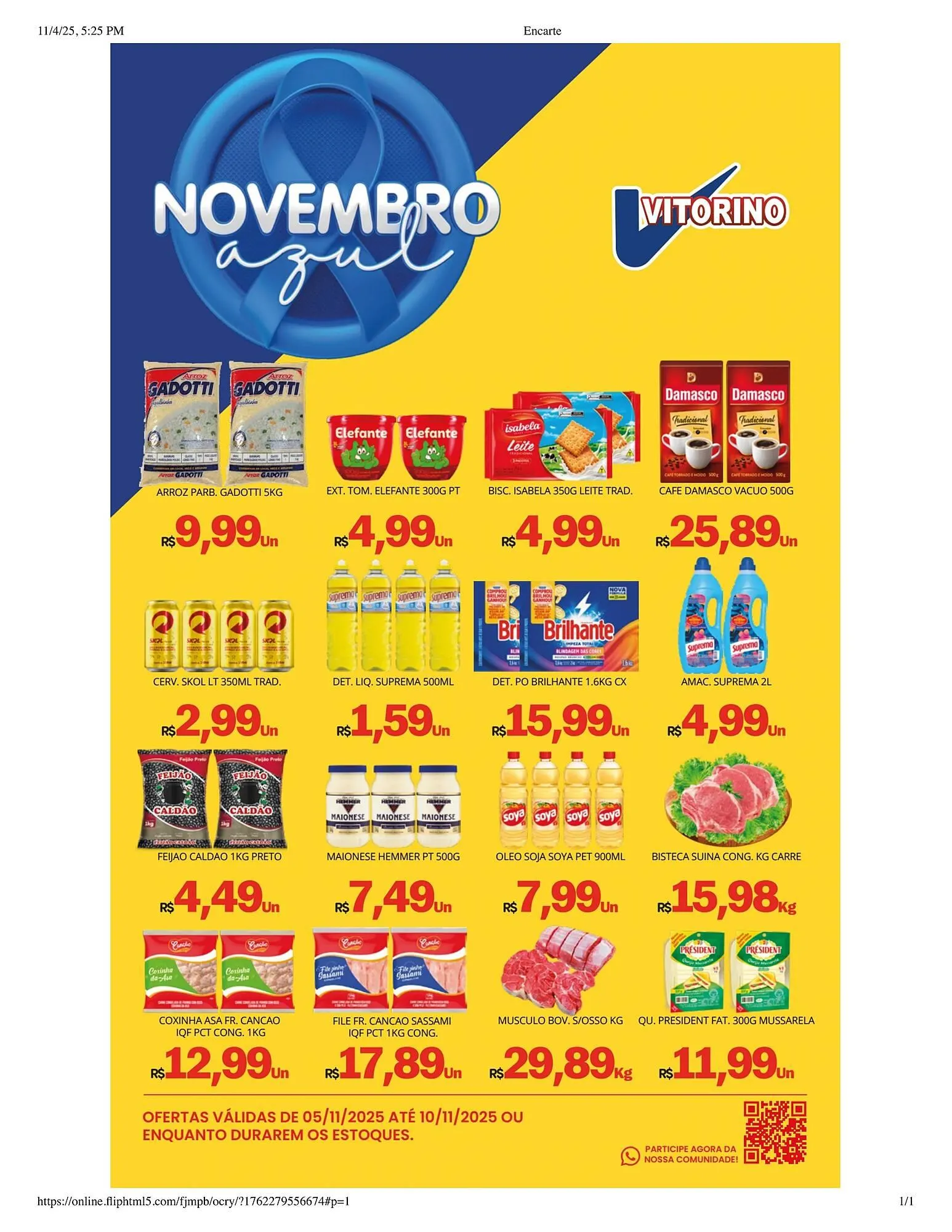 Encarte de Catálogo Supermercado Vitorino 4 de novembro até 10 de novembro 2025 - Pagina 1