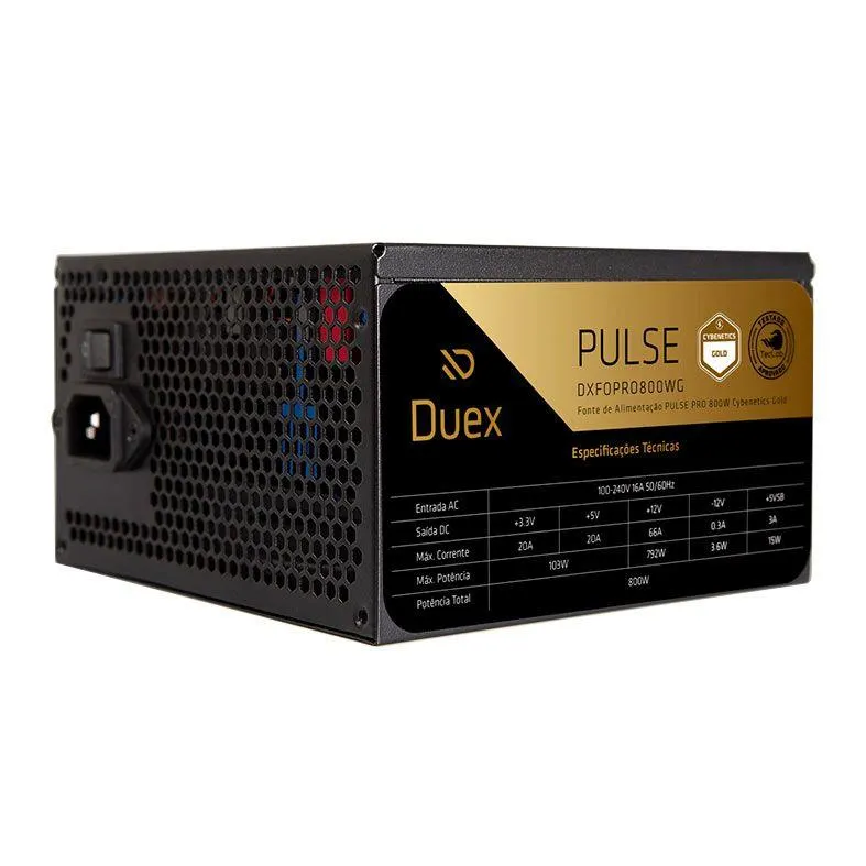 Fonte Duex Pulse Pro, 800W, Full-Modular, Cybenetics Gold, Preto, DXFOPRO800WG