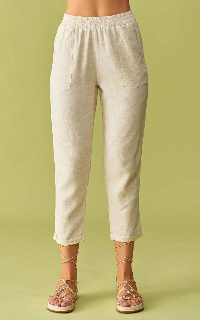 Calça Reta Linho - NATURAL