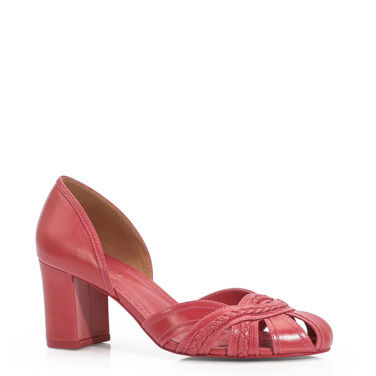 Scarpin Tiras Couro Rosa