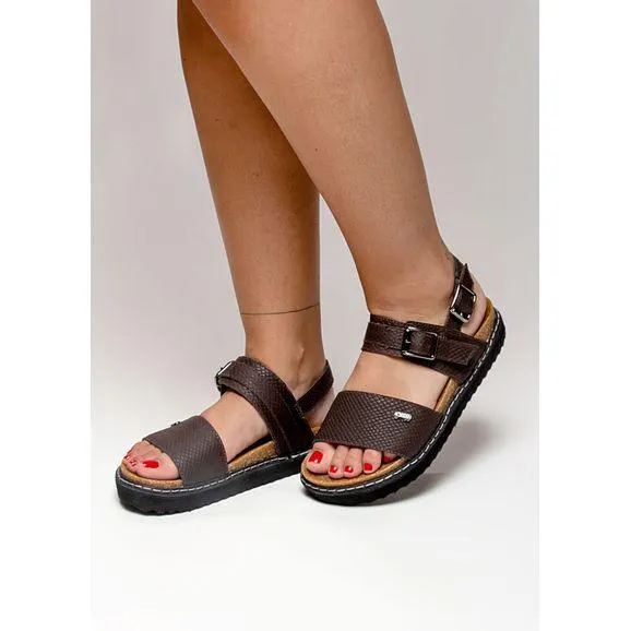 Sandália Java Couro Café Piton