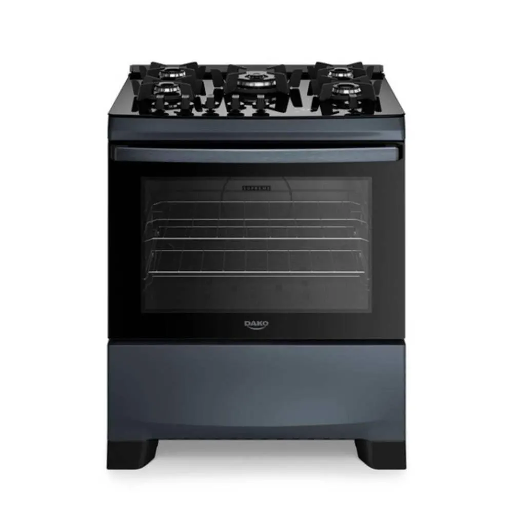 Fogão De Piso 5 Bocas Titanium Supreme Timer Glass Dako - Bivolt