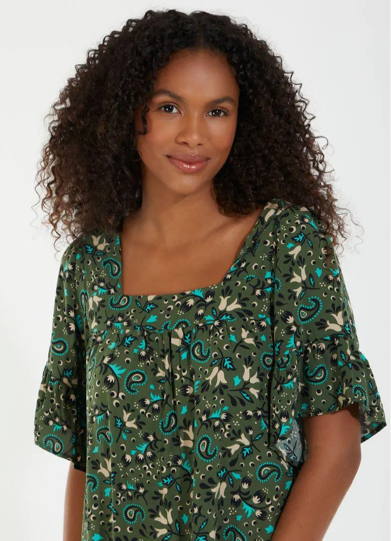 Vestido curto padrão cashmere lírica