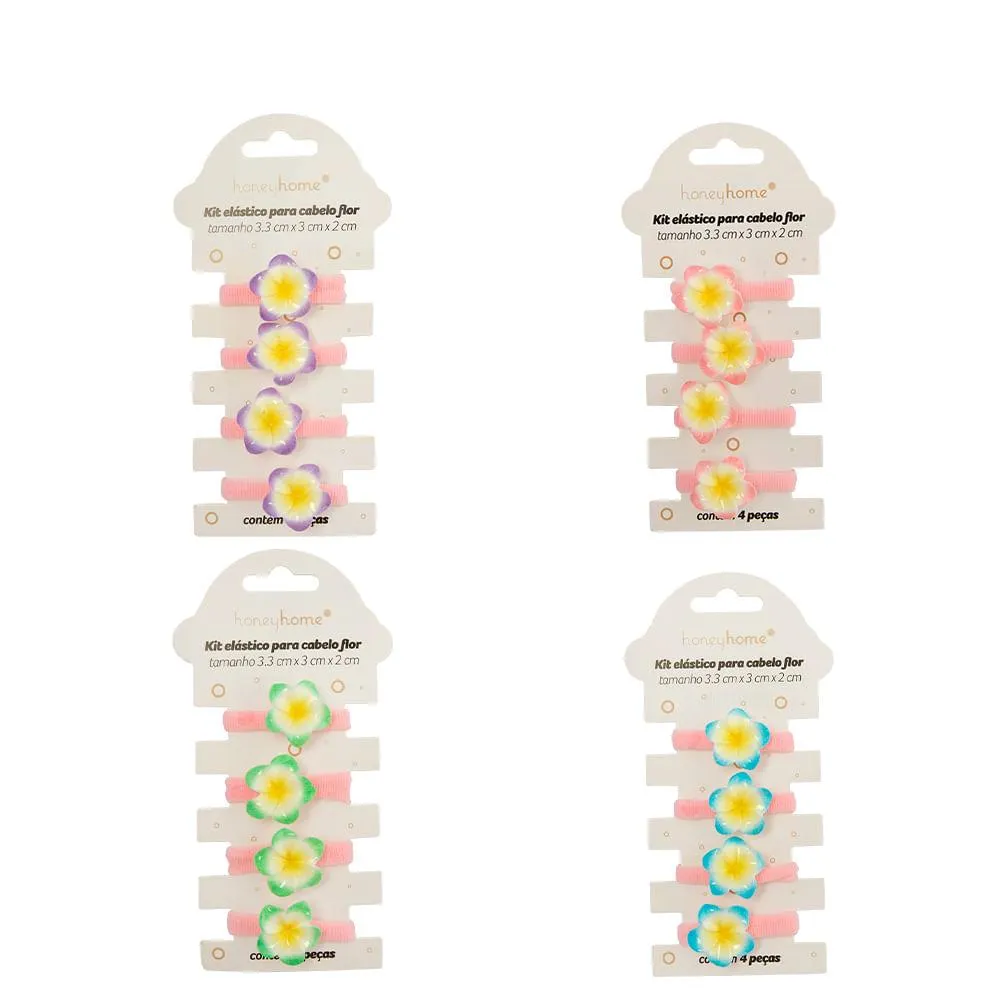 Kit 4 Mini Presilhas Flor Duas Cores Sortidas LM4243 - honeyhome