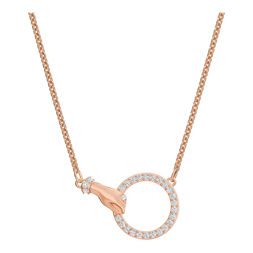 Colar Swarovski Symbolic, Branco, revestido em tom de ouro rosa