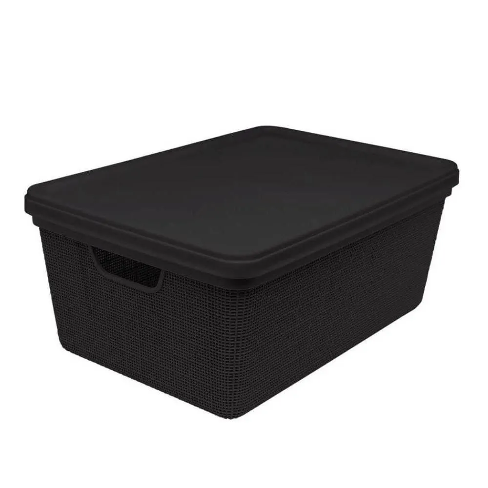 Caixa Organizadora Com Tampa Juta Jaguar 15 Litros - Preto