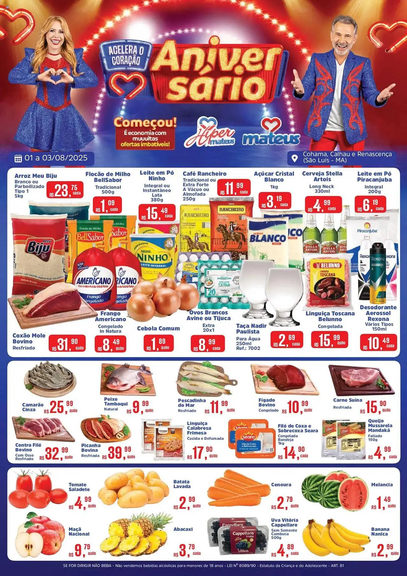 Encarte de Catálogo Supermercados Mateus 1 de agosto até 3 de agosto 2025 - Pagina 1