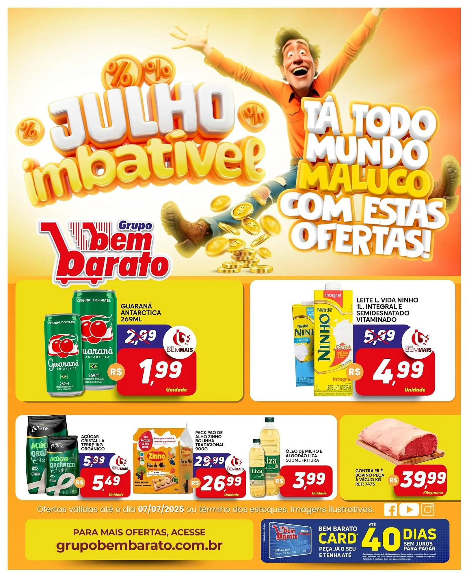 Encarte de Catálogo Supermercado Bem Barato 1 de julho até 7 de julho 2025 - Pagina 1