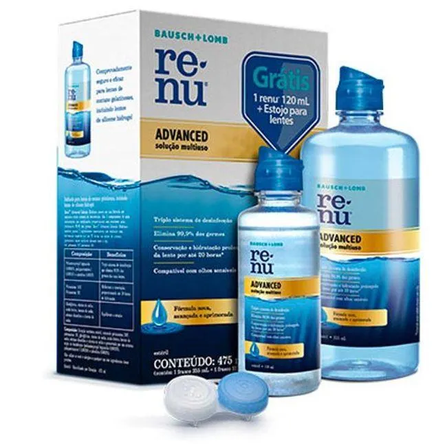 Para você economizar na compra do RENU ADVANCED 355 ml e ainda levar grátis 1 Renu 120 ml + estojo de lentes.