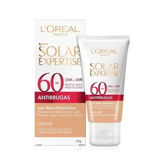 Protetor Solar Facial L'Oreal Paris Solar Expertise FPS 60 Antirrugas Com Cor 40g