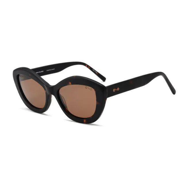 Óculos de Sol Feminino Ono ON0013S Gatinho Cor Preto Fosco com Tortoise Fosco