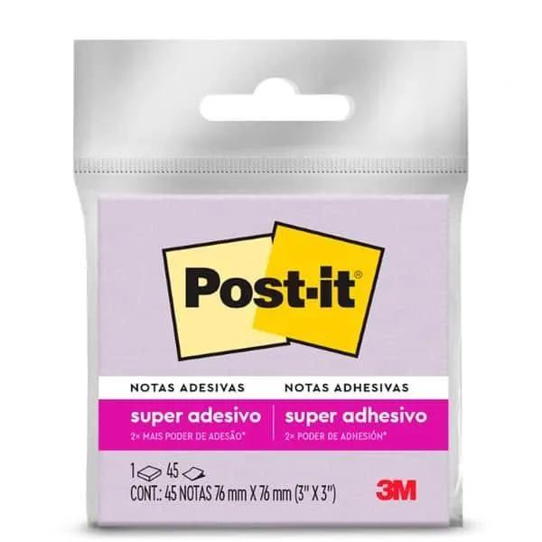 Bloco Adesivo Notas Super Adesivas Post-It Roxo 76mm X 76mm - 45 Folhas - BT 1 UN