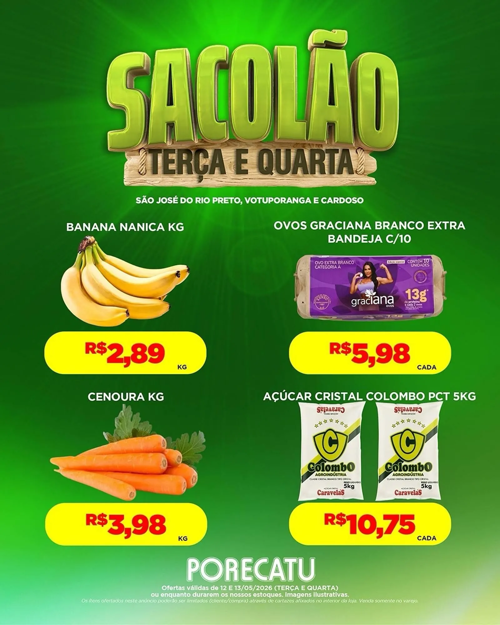 Encarte de Catálogo Supermercado Porecatu 12 de maio até 13 de maio 2026 - Pagina 1