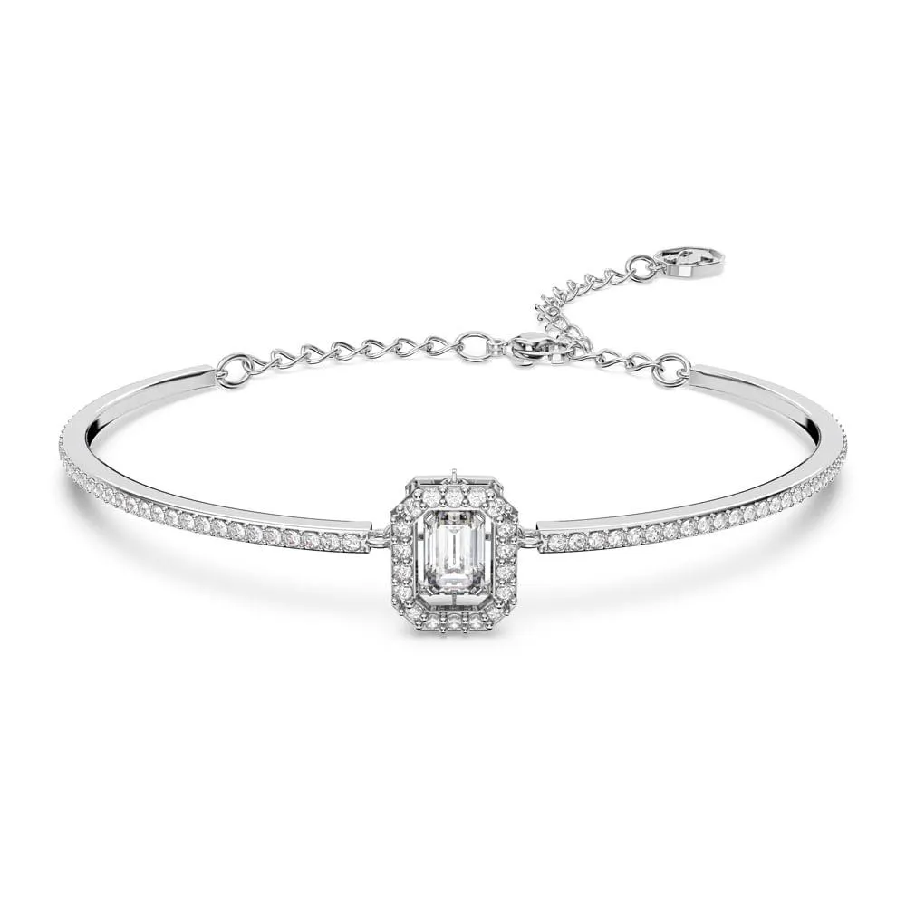 Bracelete Millenia, Lapidação octogonal, Branca, Banhado a ródio