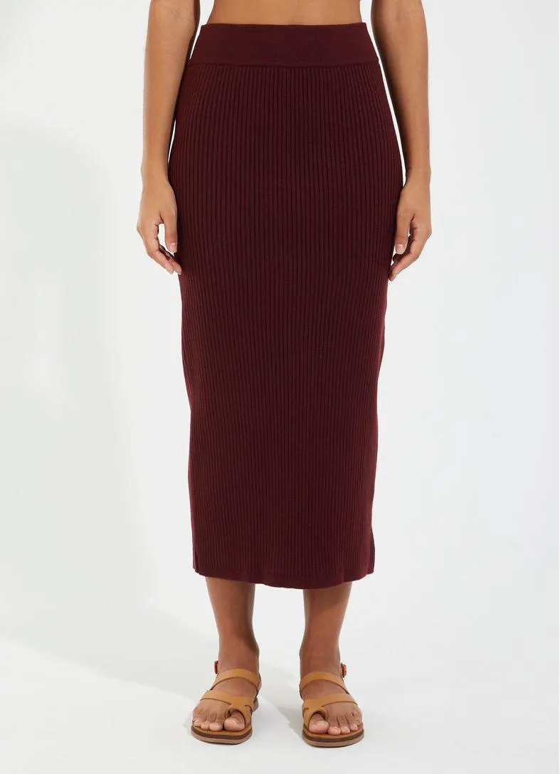 Saia midi tricô colab camila coutinho vermelho