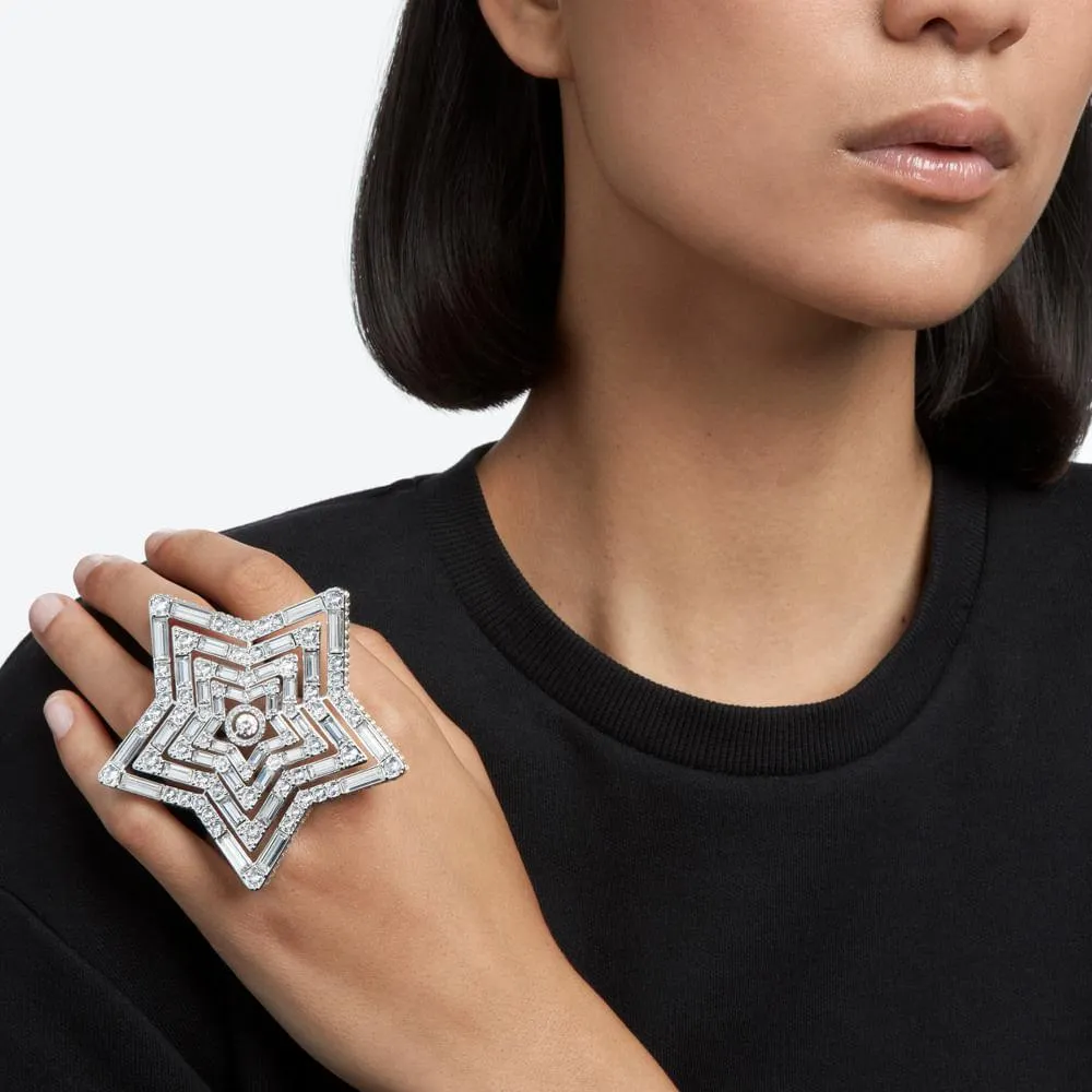 Anel Stella, Branco, Banhado a ródio