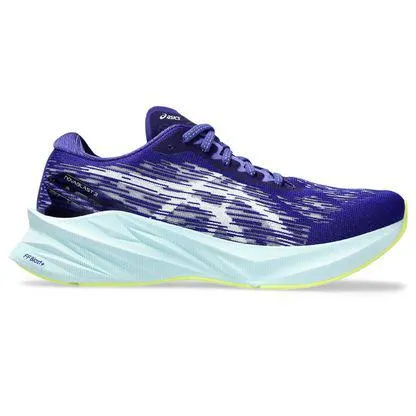 Tênis ASICS Novablast 3 - Feminino - Roxo com Azul e Verde