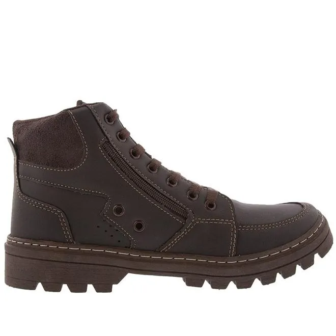 Bota Coturno Mac & Jac Zíper Pespontos Camurça Marrom